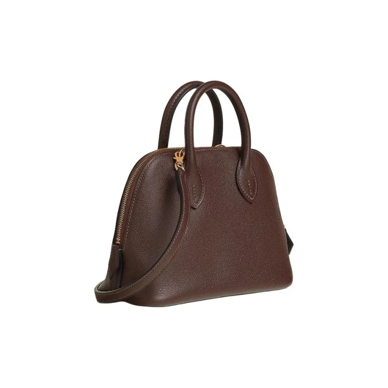 HERMES Bolide Evercolor Calfskin Bowling Bag Handbag Shoulder Bag Crossbody Bag Mini Women's Mocha With Blue Accents-2