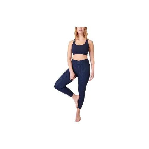 Sweaty Betty Sports Pants Women's Blue Background With Embossed Twill