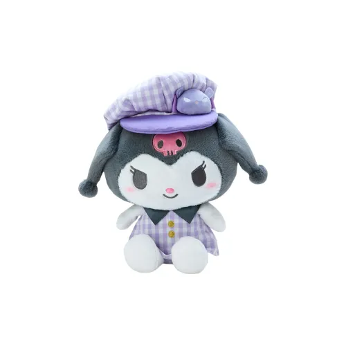 Sanrio Kuromi M Size Multicolor Plaid Newsboy Cap Dolls Plush Doll 31cm High