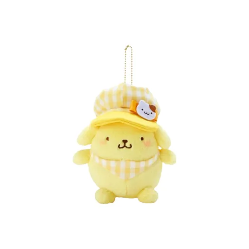 Sanrio Pompompurin Colorful Plaid Newsboy Cap Dolls Plush Pendant 18CM High