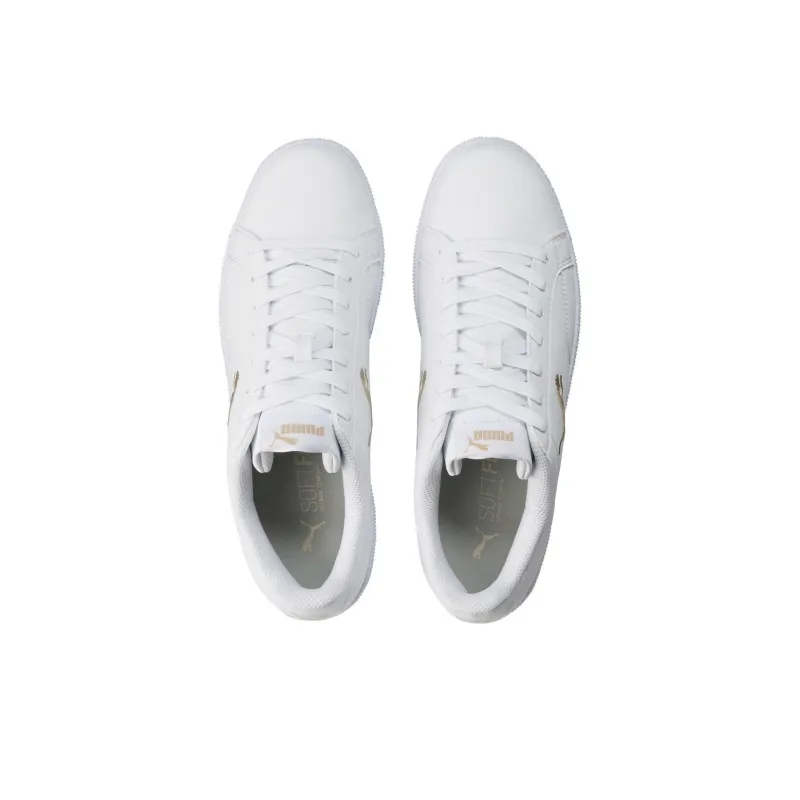 PUMA Smash Cat Lightweight And Breathable Low Top Skateboard Shoes Men's White Gold-2