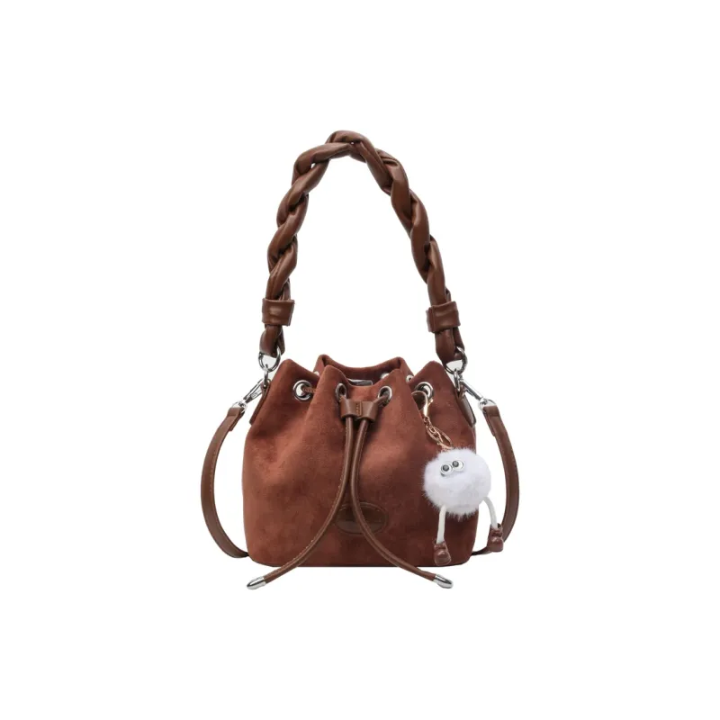 FAMAN PU Bucket Bags Shoulder Bags Regular Women's Pink/Coffee/Brown/Black-12