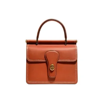 COACH Willis Leather Shoulder Bag Crossbody Bag Handbag Small Size Women's Brick Red