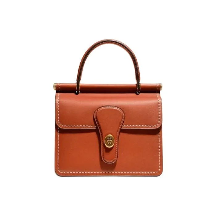 COACH Willis Leather Shoulder Bag Crossbody Bag Handbag Small Size Women's Brick Red-0