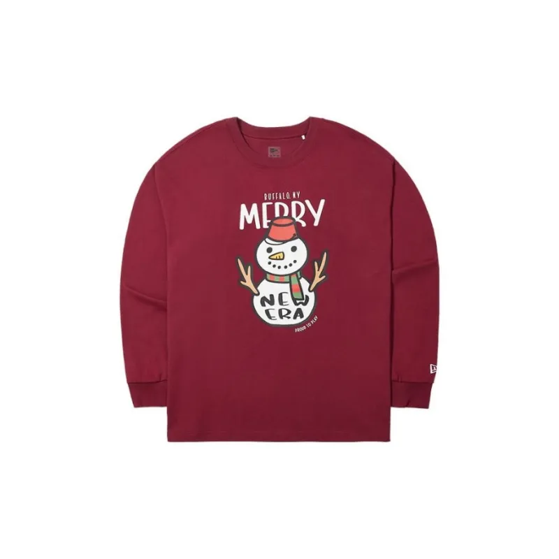 New Era Christmas Heart Pullover Casual Crew Neck Long-Sleeved Sweatshirt Red Unisex-1
