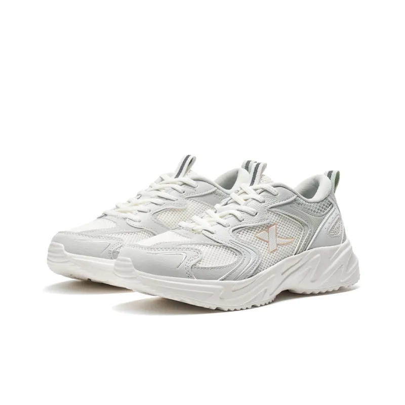 XTEP Slip-Resistant Low-Top Casual Shoes Women's Moonstone Gray/Sail White/Conjugated Green-2