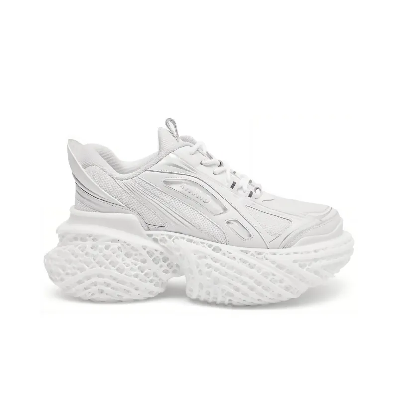 Cabbeen 4D Printing Cushioning Anti-Slip And Wear-Resistant Low-Top Chunky Sneakers Women's White-1