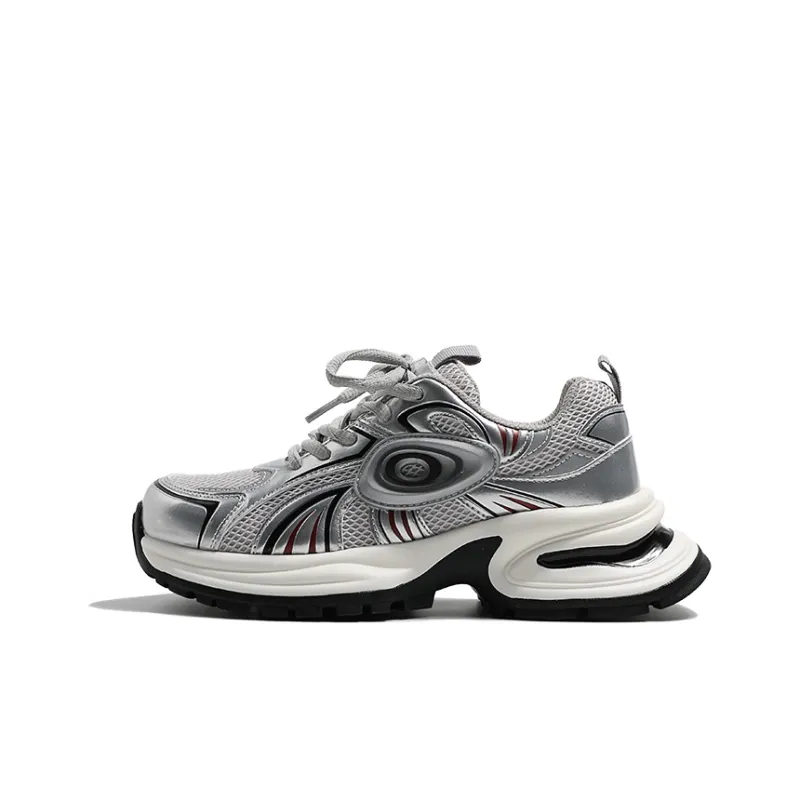 MIS. DANNY Abrasion Resistant Low Top Chunky Sneakers Women's Silver-0