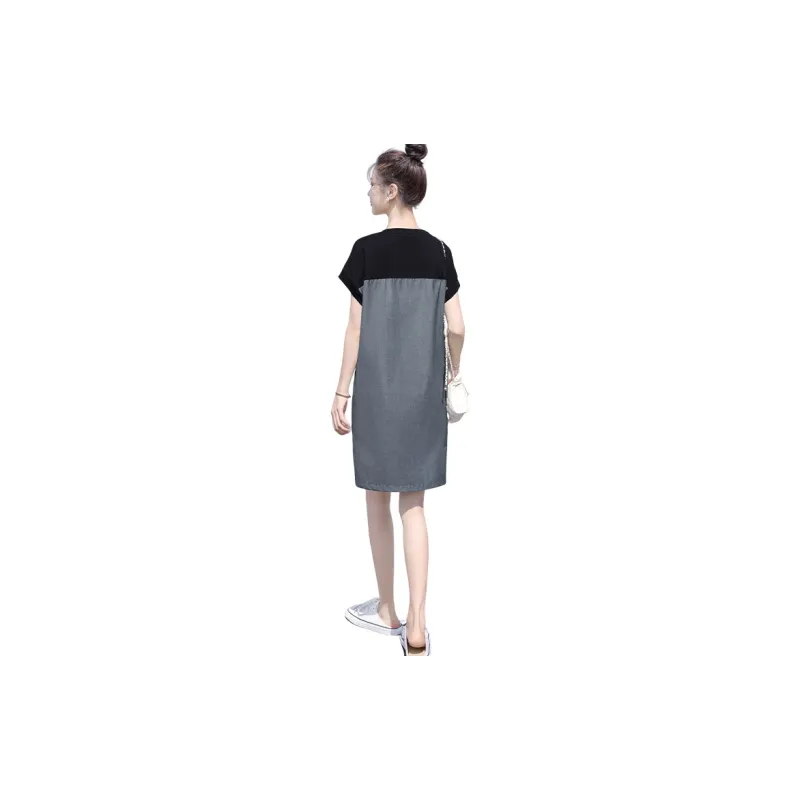 Cypress House Short Sleeved Dress Women's Black Top And Dark Gray Bottom-1