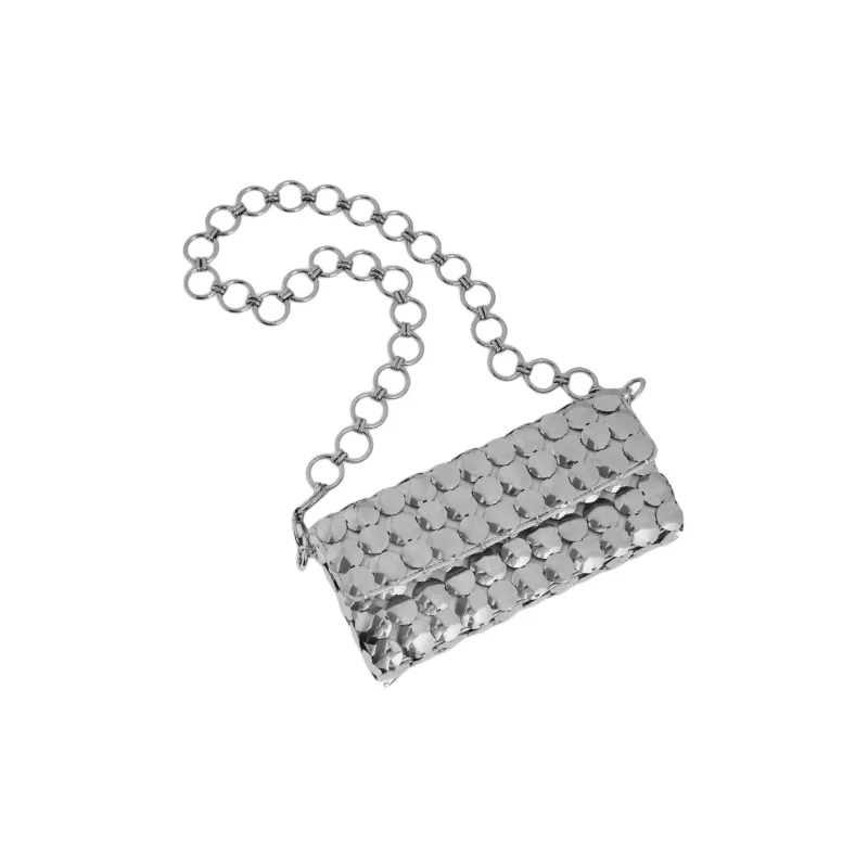 Paco Rabanne Aluminum One Shoulder Handbag Women's Silver-3