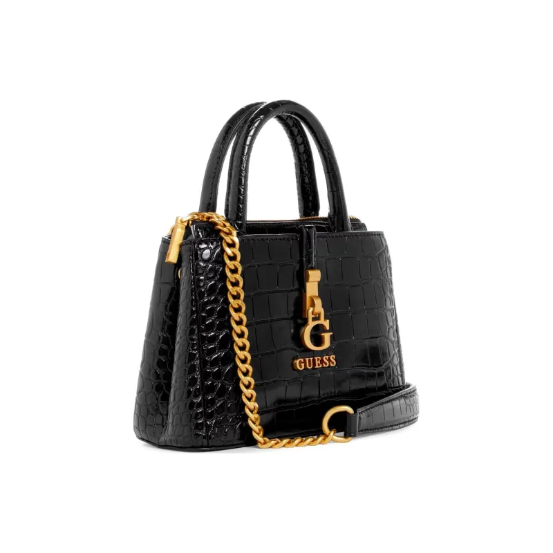GUESS Artificial Crocodile Leather Handbag Shoulder Bag Crossbody Bag Mini Women's Black-1