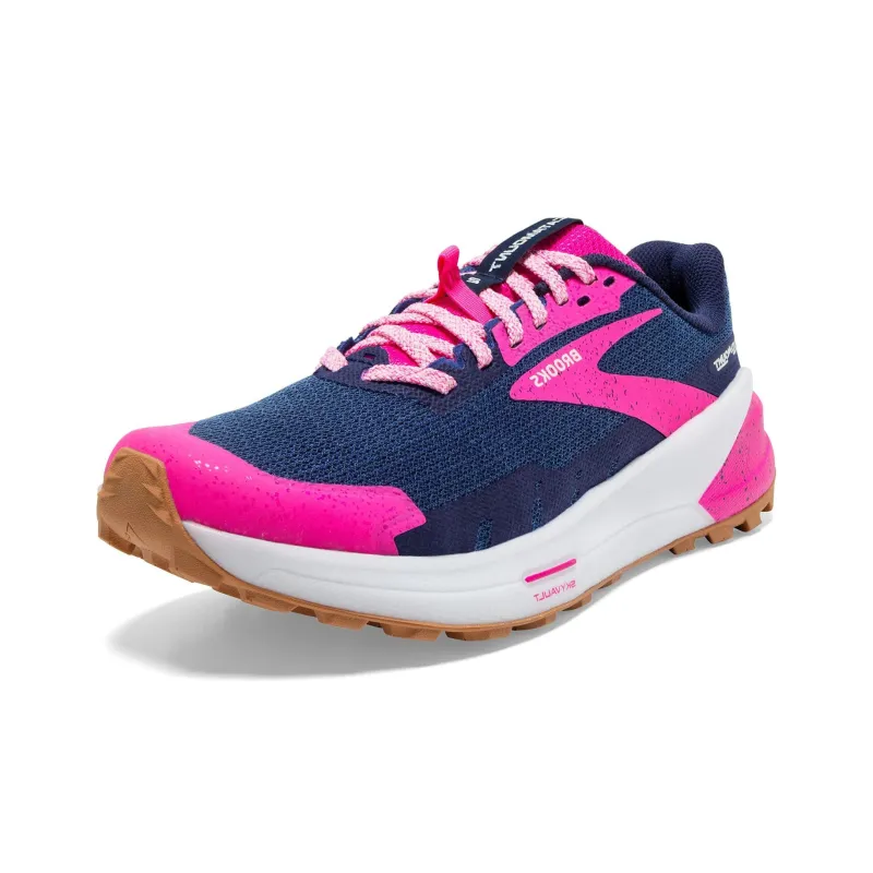 Brooks Catamount 2 Anti Slip Wear Resistant Low Top Mountaineering Outdoor Shoes Women's Gray Blue Pink-1