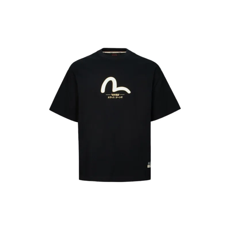 EVISU Daicock And Gold Kamon Cotton T shirt-1