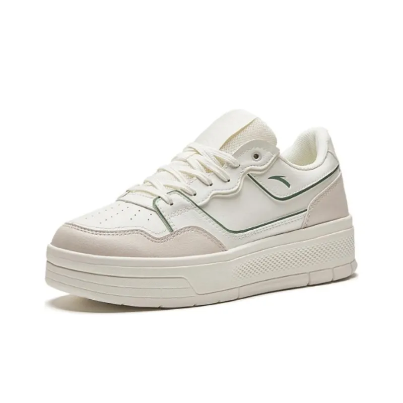 Anta Life Collection Durable Breathable Low Top Skateboard Shoes Women's White Green-1