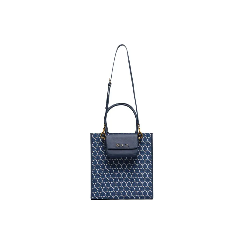 LI NING 1990 Fabric With Leather Tote Bag, Shopping Bag, Handbag, Shoulder Bag Regular Unisex Blue-0