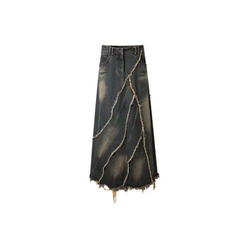 BE ALL KABUTO Denim Long Skirts Women's Vintage Blue