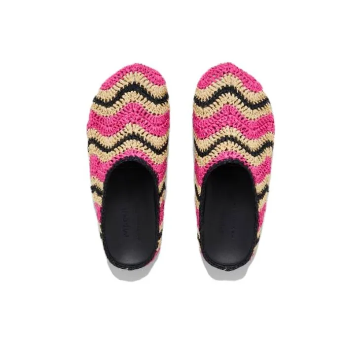 MARNI Rubber Sole Abrasion Resistant Closed Toe Slippers Women's Purple Yellow Black-4