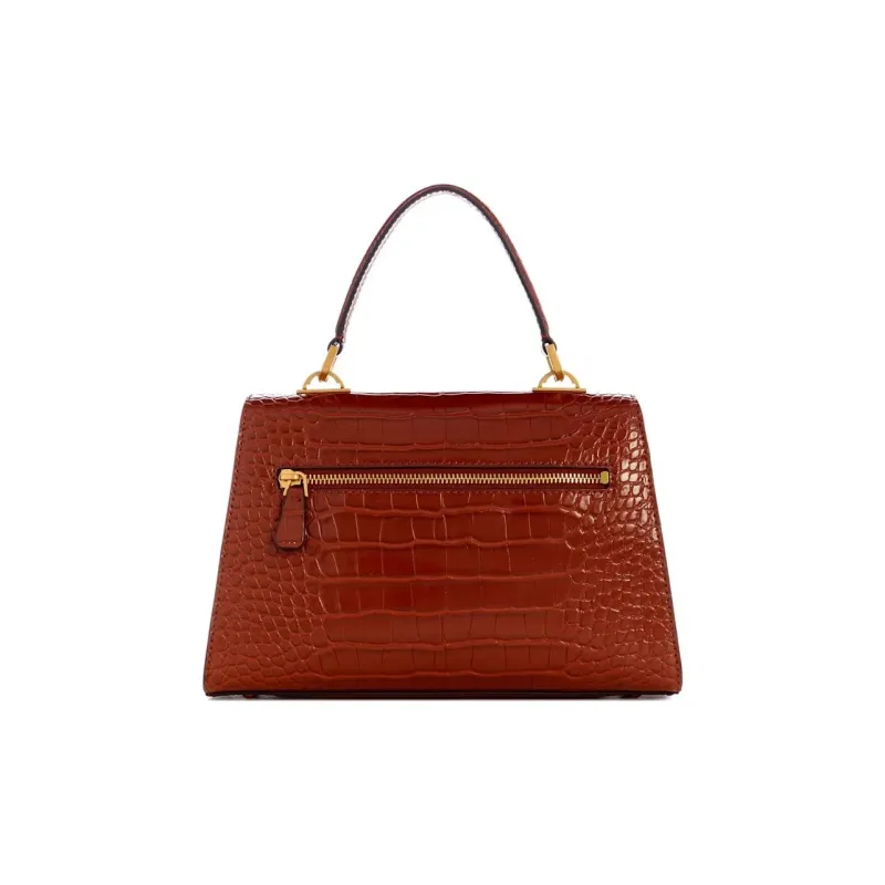 GUESS Crocodile Embossed Artificial Leather Handbag Shoulder Bag Crossbody Bag Regular Women's Connyk Brandy-2