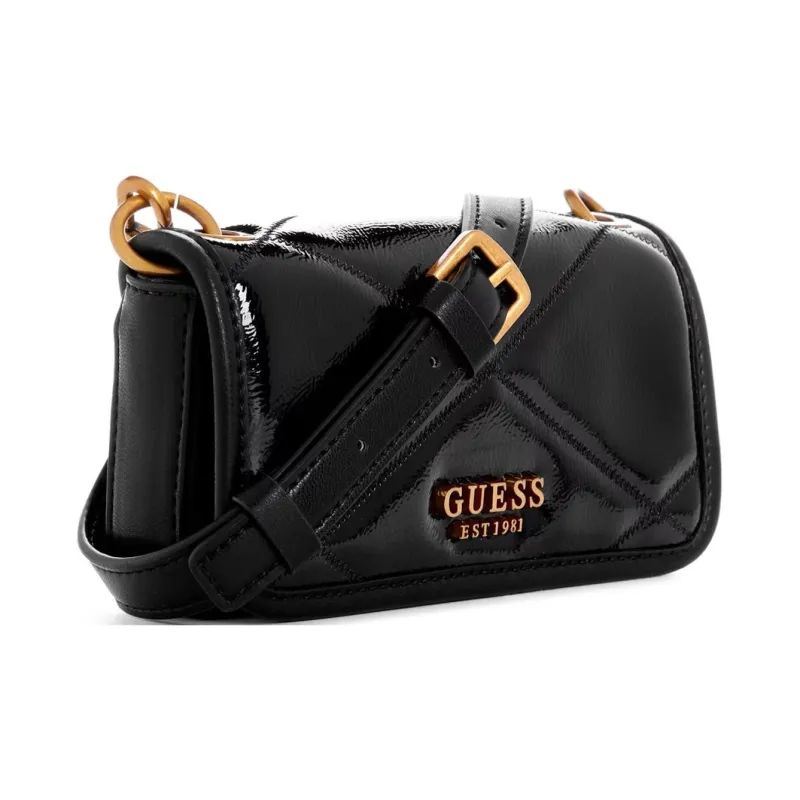 GUESS Patent Leather Artificial Leather Shoulder Bag Crossbody Bag Mini Women's Black-1