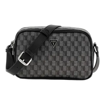 GUESS Recycled Saffiano Artificial Leather Shoulder Bag Crossbody Bag Regular Men's Black Floral Pattern