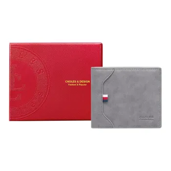 CNOLES PU Card Holder Coin Purse Men's Dreamy Gray