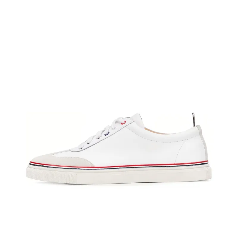 THOM BROWNE Striped Trim Low Top Sneakers-0