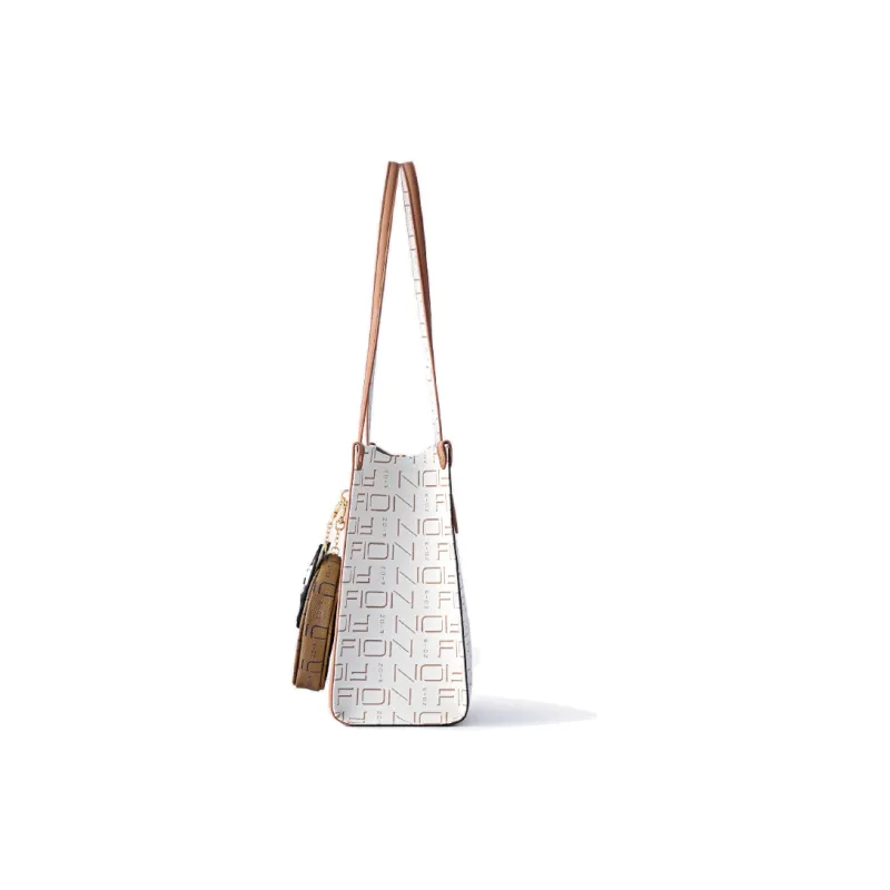 FION Artificial Leather Handbag Medium Size Women's Coffee & Tea Brown/White & Tea Brown-15