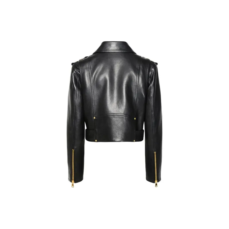 BALMAIN Zipped Leather Biker Jacket-1