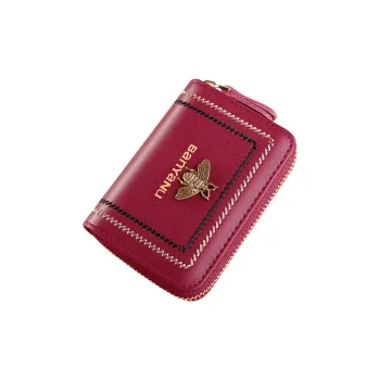 Banyanu Cow Leather Card Holder Wallet Unisex Black/Green/Burgundy/Blue