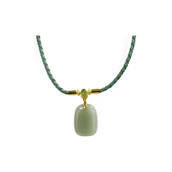 GANGCUI S925 Silver Hetian Jade Unisex Pale Greenish-White Jade
