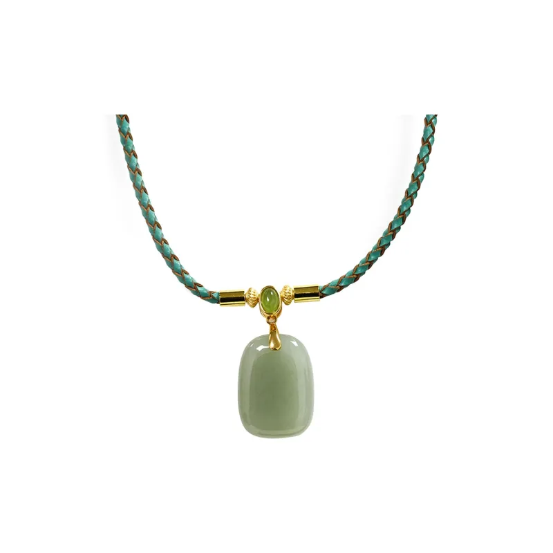 GANGCUI S925 Silver Hetian Jade Unisex Pale Greenish White Jade-0