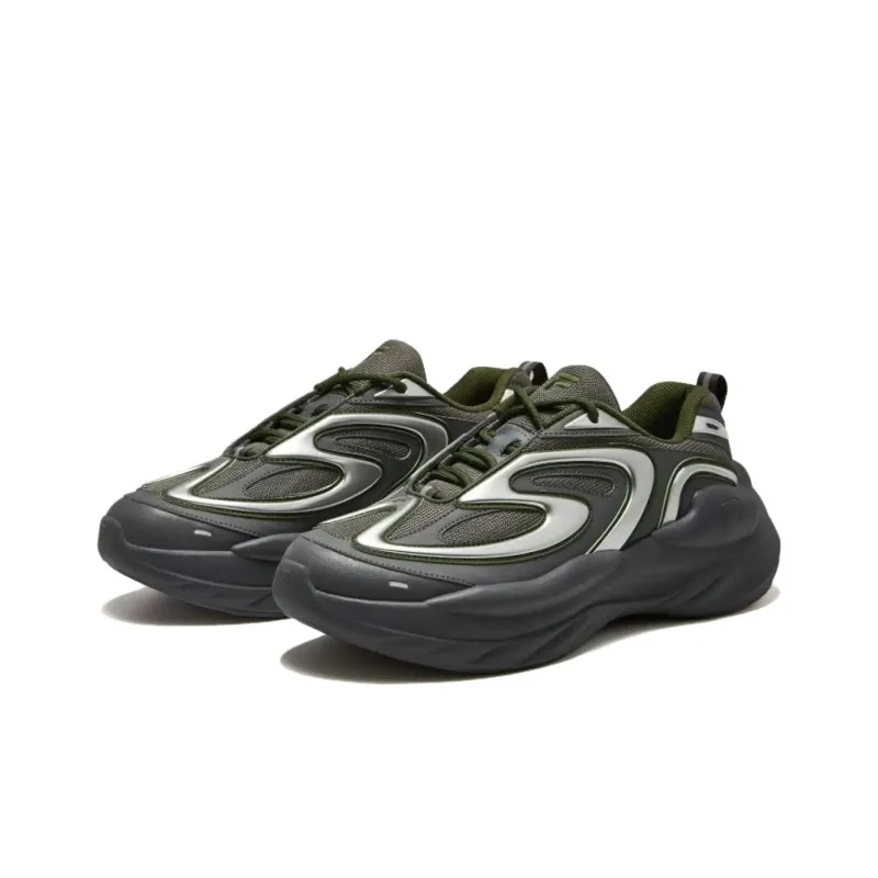 FILA FUSION BUZZARD Meteor Shoes Cushioned Slip Resistant Lightweight Low Top Chunky Sneakers Men's Gray Silver-2