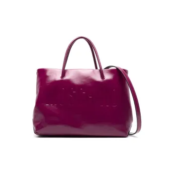 MOSCHINO Patent Leather Calfskin Tote Bag Shopping Bag Shoulder Bag Crossbody Bag Handbag Women's Dark Purple