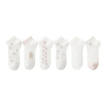 MIIOW No Show Socks Cooling Sweet Style Heart Moisture Wicking Slip Resistant Women's 6 Pack