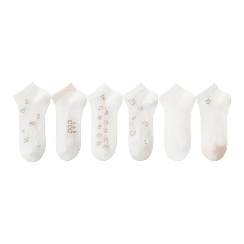 MIIOW No Show Socks Cooling Sweet Style Heart Moisture Wicking Slip Resistant Women's 6 Pack-0