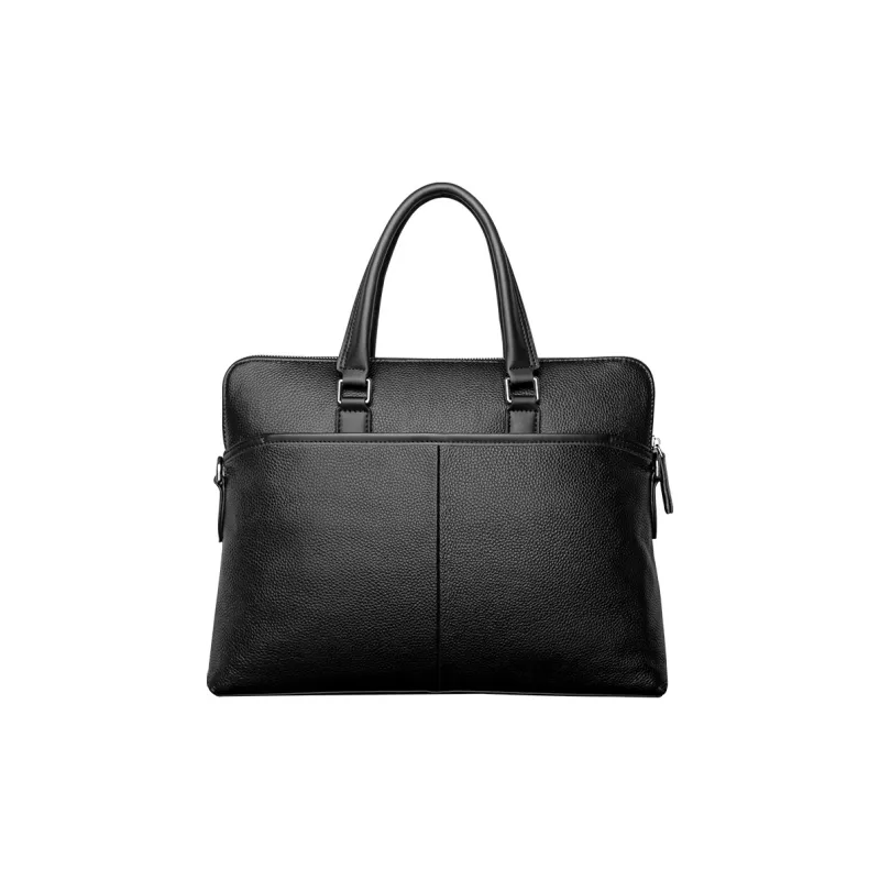 COW Top Grain Cow Leather Laptop Bags Briefcases Large Size Men's Black-2