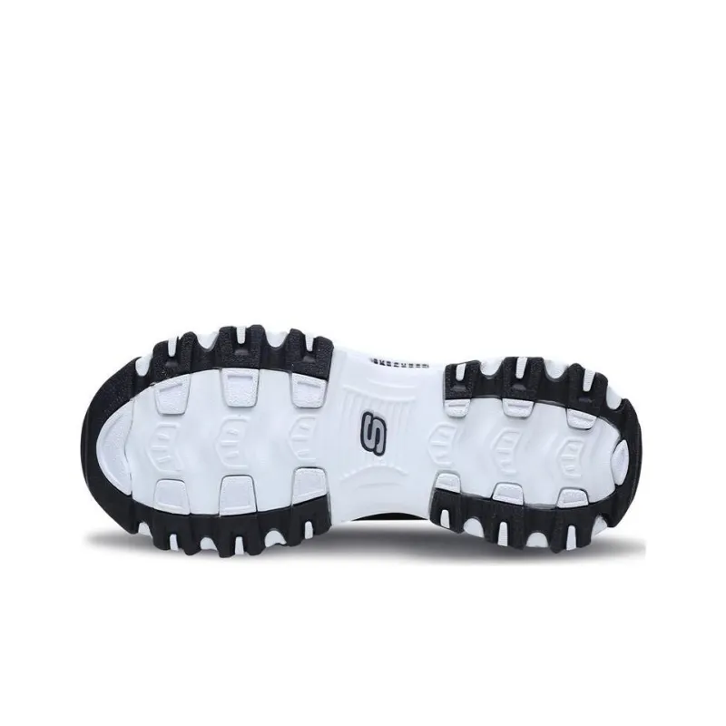 Skechers D'Lites Chunky Sneakers Women's Low Top Black/White/Silver-6