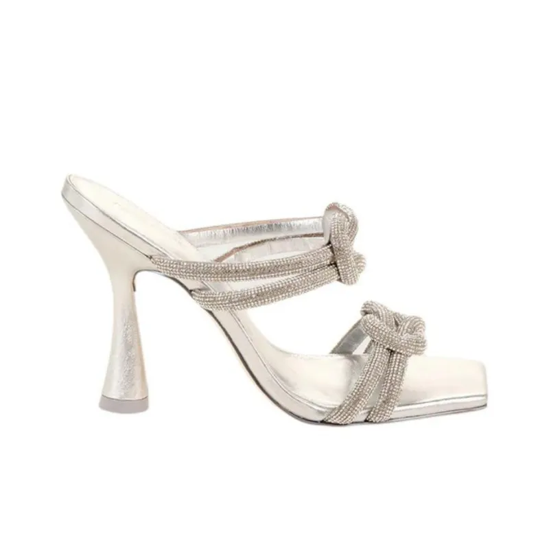 CULT GAIA Slide Slippers 10.7cm Women's Silver-1