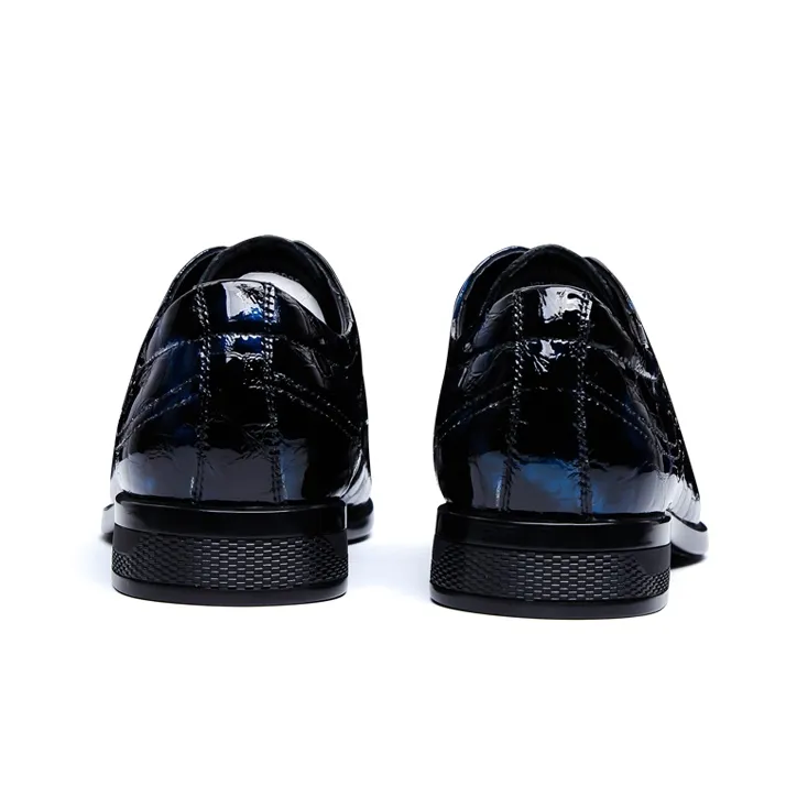 PALMPOLO Dress Shoes Men Low Top Blue/Black-4