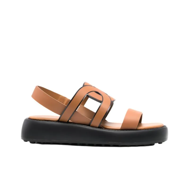 TOD'S Cut-out Chain Leather Sandals-1