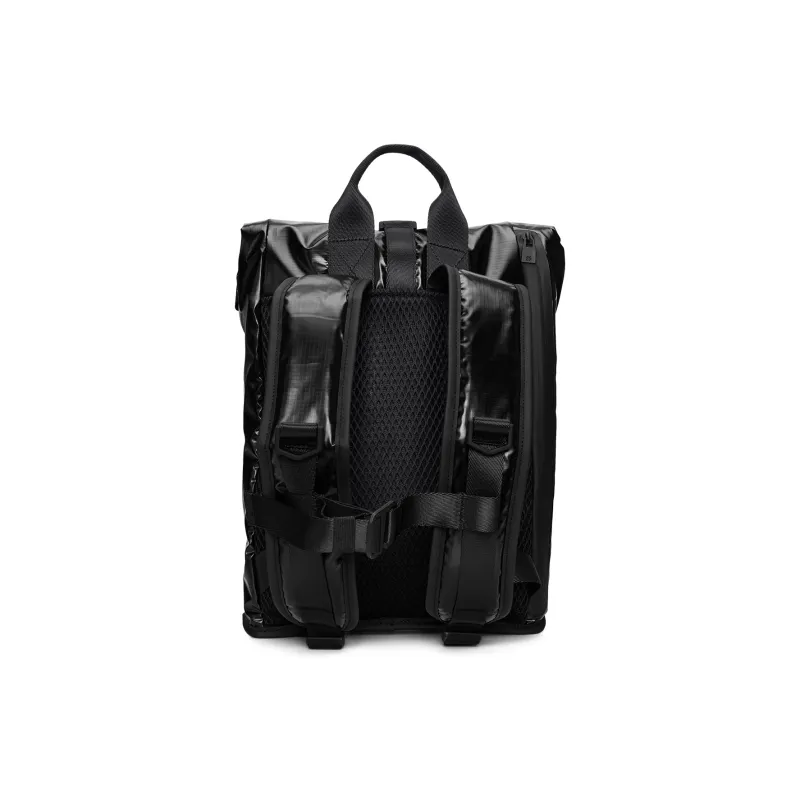 Rains Polyester Backpack Small Size Unisex Black/Light Cyan Green/Mist Gray-1