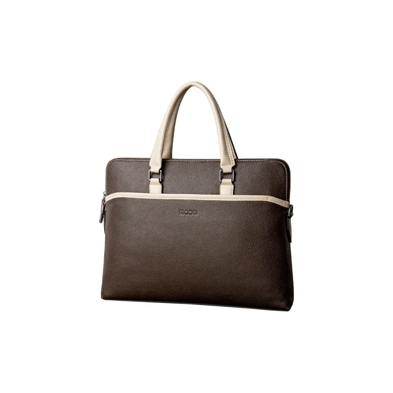 COW Top Grain Cow Leather Laptop Bags Briefcases Large Size Men's Black-13