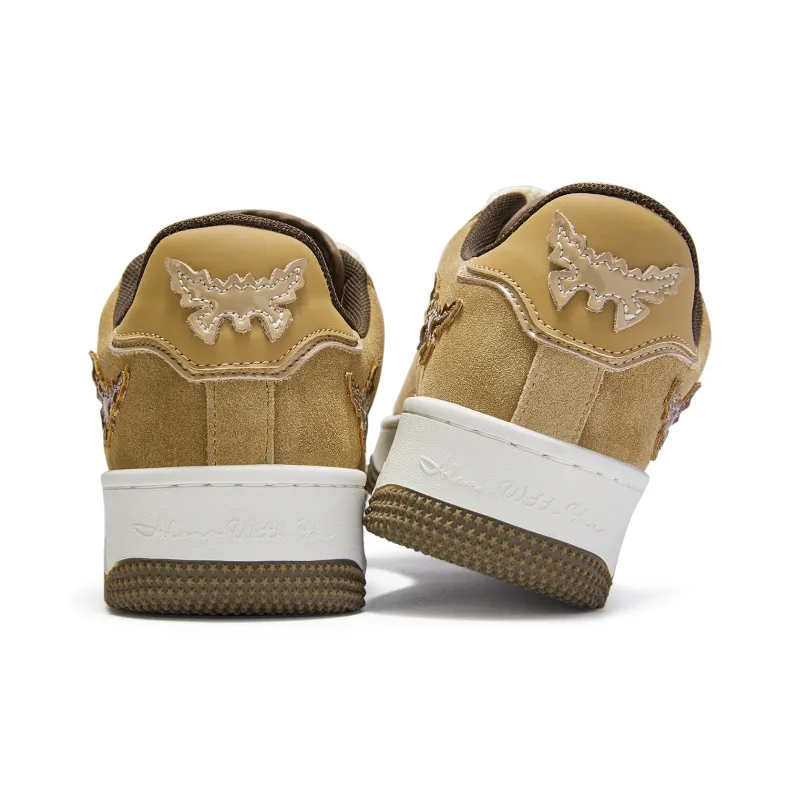 SENGUOGUO Bat Or Butterfly Anti Slip And Wear Resistant Height Increasing Low Top Skateboard Shoes Unisex Brown-3
