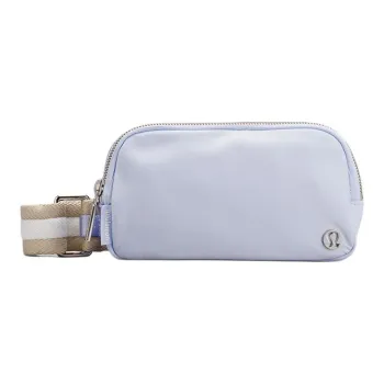 Lululemon Everywhere Nylon Shoulder Bag Crossbody Bag Regular Women's Blue Linen Fabric With Embroidered Linen