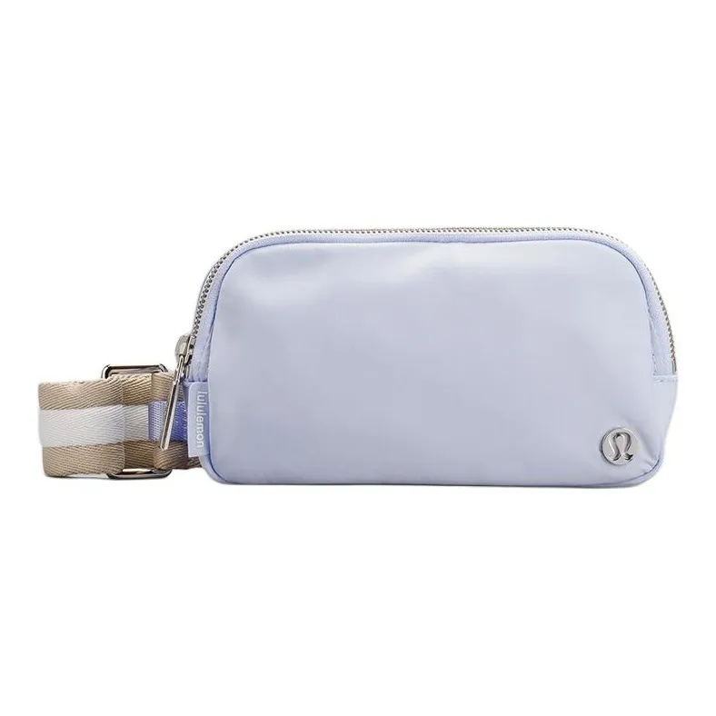 Lululemon Everywhere Nylon Shoulder Bag Crossbody Bag Regular Women's Blue Linen Fabric With Embroidered Linen-0
