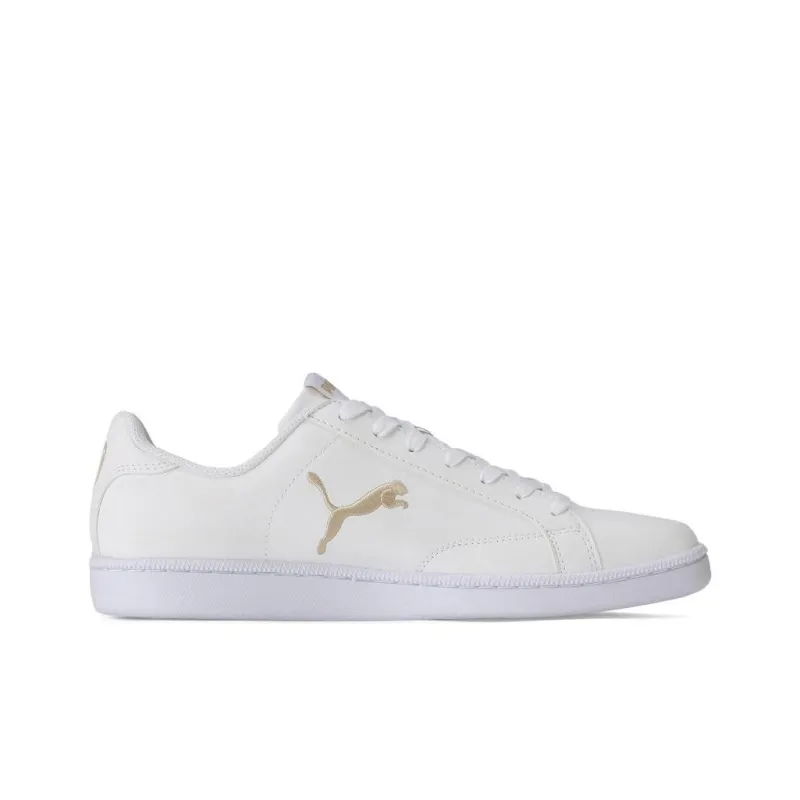PUMA Smash Cat Lightweight And Breathable Low Top Skateboard Shoes Men's White Gold-1