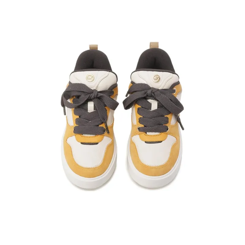 MICHAEL KORS Rumi Skateboard Shoes Women's White Yellow-3