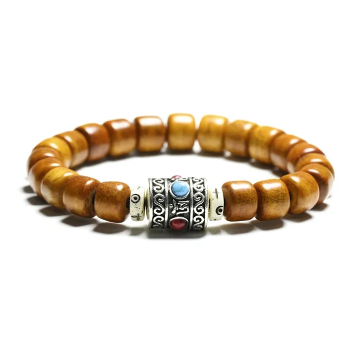 Muyan Cow Bone Consumption Six Character Admonition True Word Beaded Bracelet Unisex-0