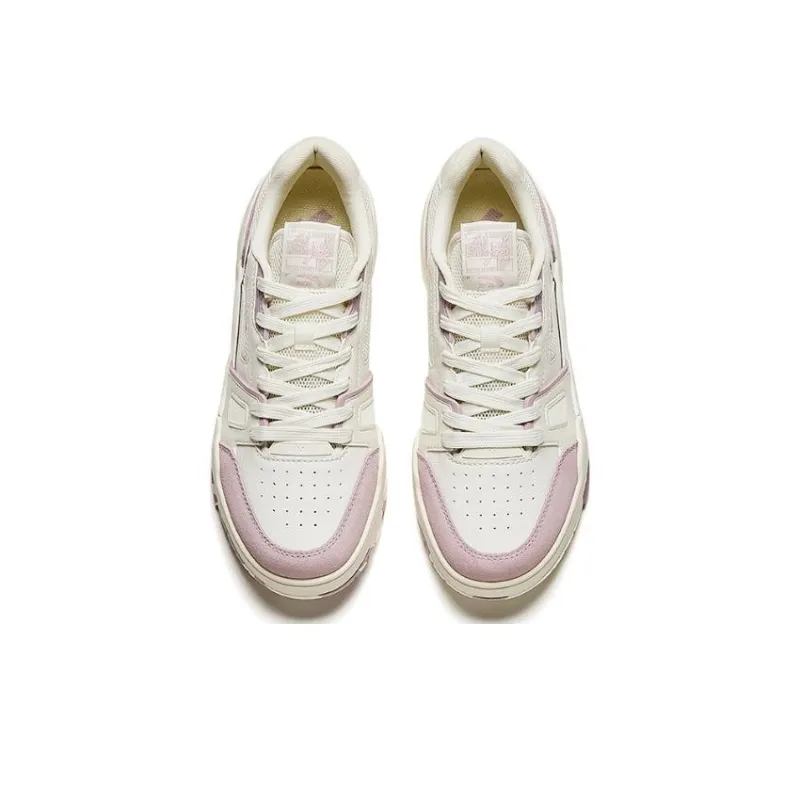 Anta Life Collection Flame Durable Breathable Low Top Skateboard Shoes Women's Beige Purple-2