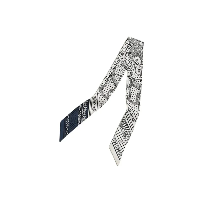 HERMES Silk Scarves Unisex White-1